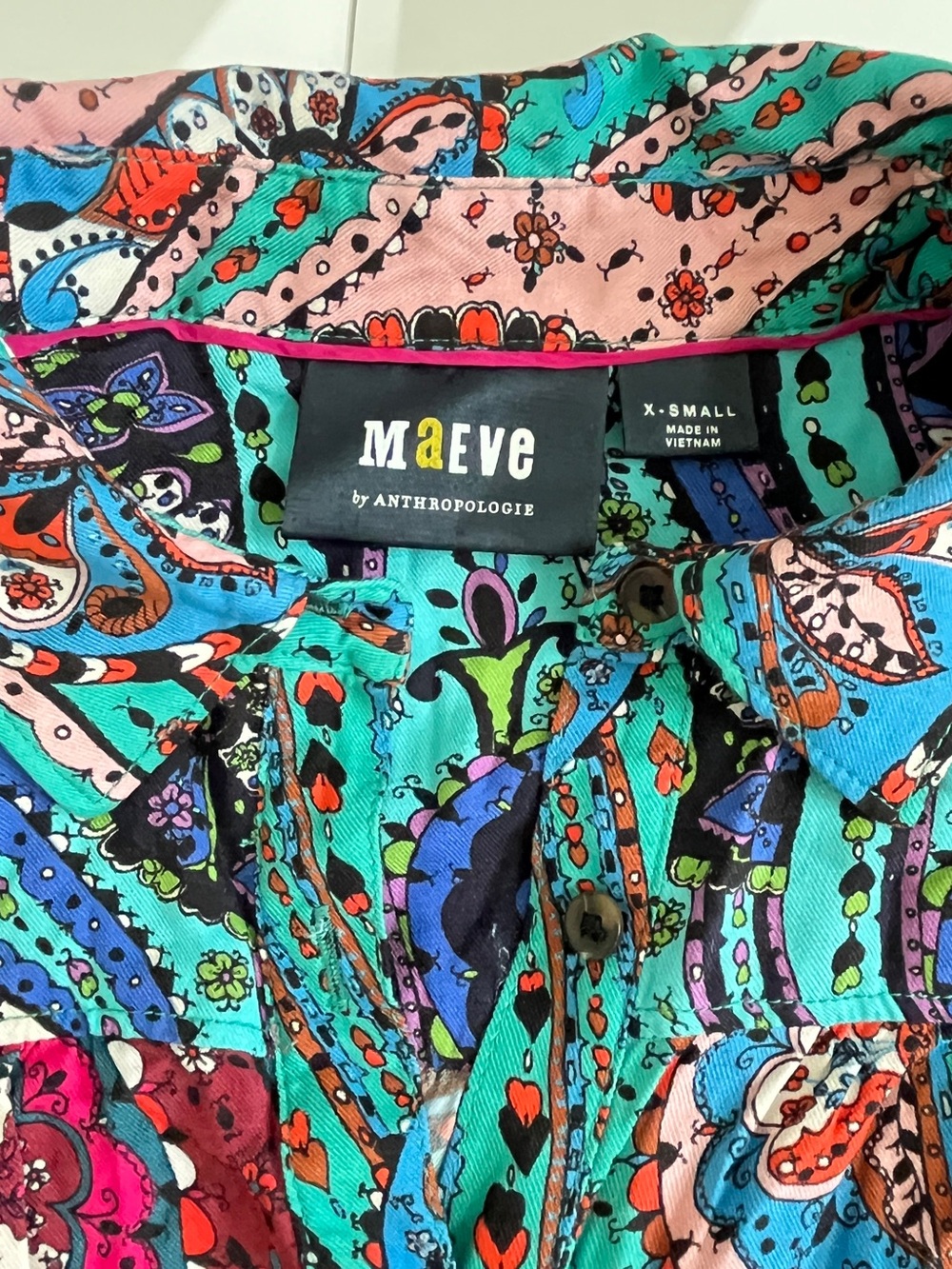 Anthropologie x Maeve The Paz
Button Down Patchwork Paisley Boho Shirt Top Sz:XS - Picture 13 of 15